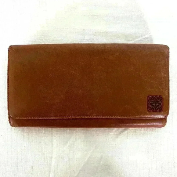 Loewe Brown and Silver Leather Wallet Timeless Design - Picture 1 of 9